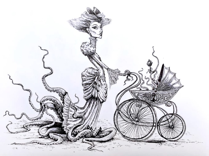 I will create unique hand drawn illustrations