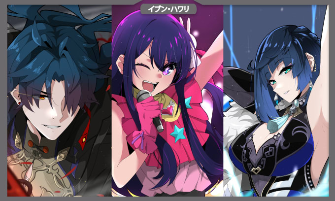 I will draw fanart or oc anime illustration for vtuber