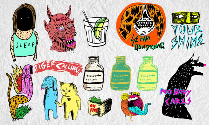 I will hand drawn logo colorful unique mascot, creepy, lowbrow