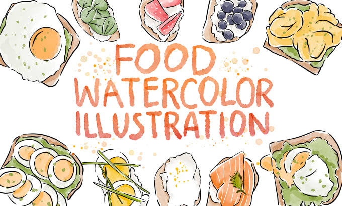 I will draw food and drink watercolor illustration