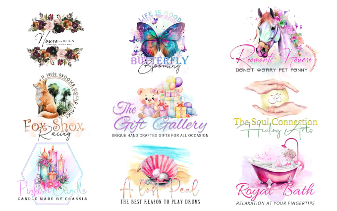 I will design unique feminine watercolor boho logo