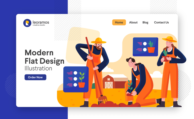 I will create modern flat design illustration