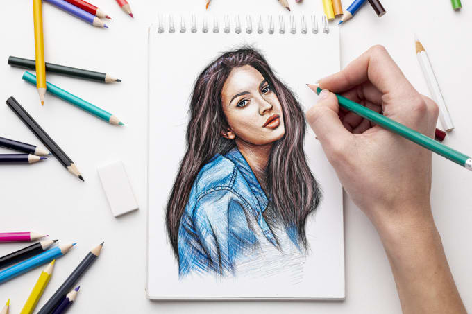 I will sketch your face with color pencil style, high file quality
