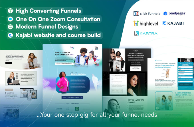 I will design sales funnel pages in clickfunnels, kajabi website expert