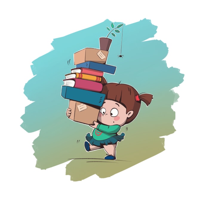 I will draw a cute and funny cartoon illustration