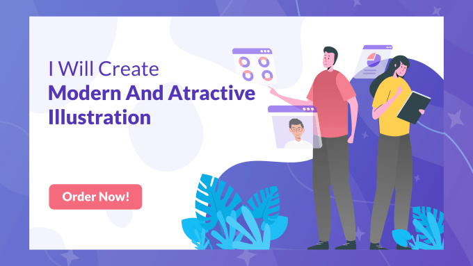 I will do flat style illustration , vector illustration