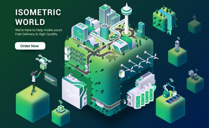 I will create amazing isometric illustrations in 12 hour