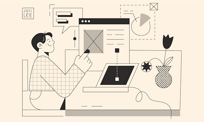 I will create a unique custom vector illustration in line art style