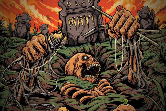 I will draw high quality detailed dark art illustration