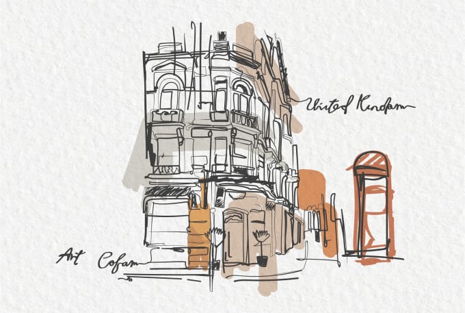 I will draw the building art illustration in my style