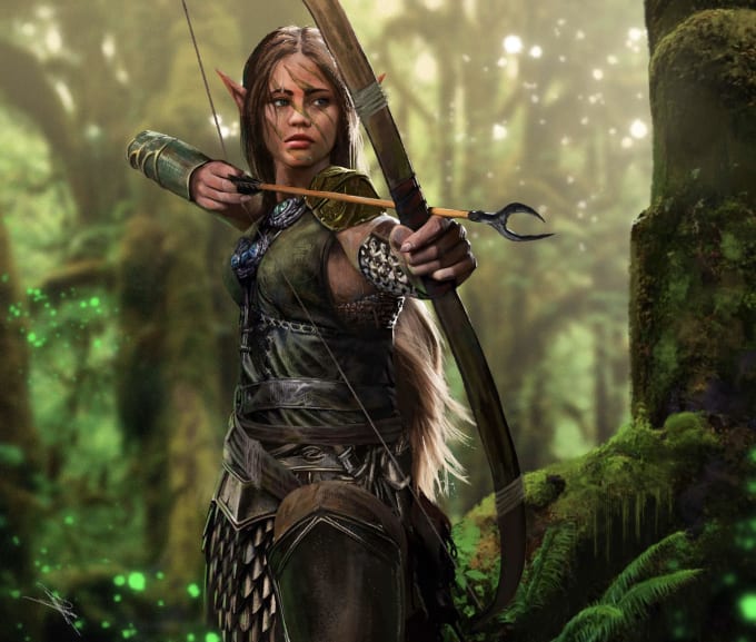 I will draw your fantasy character from dnd or video game for you