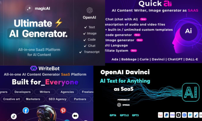 I will setup magicai quickai openai davinci lmszai writebot ai2pen ai writing assistant