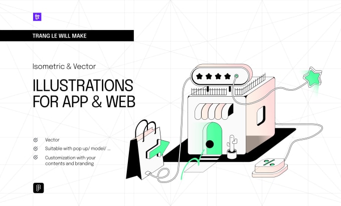 I will isometric illustration for app and website