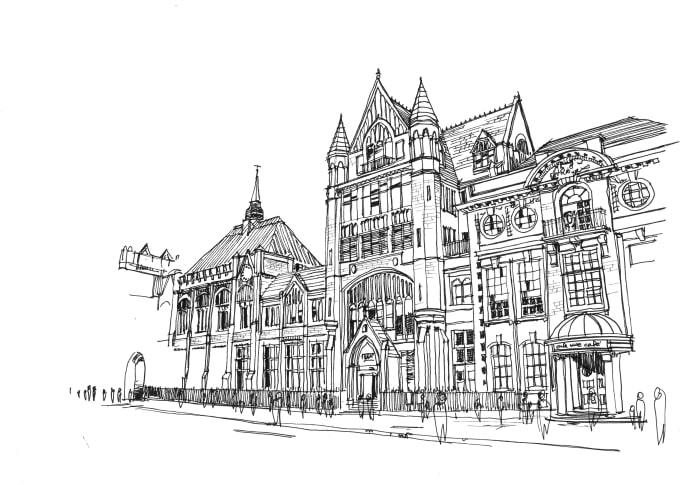 I will create a stylish sketch of your favourite place and city