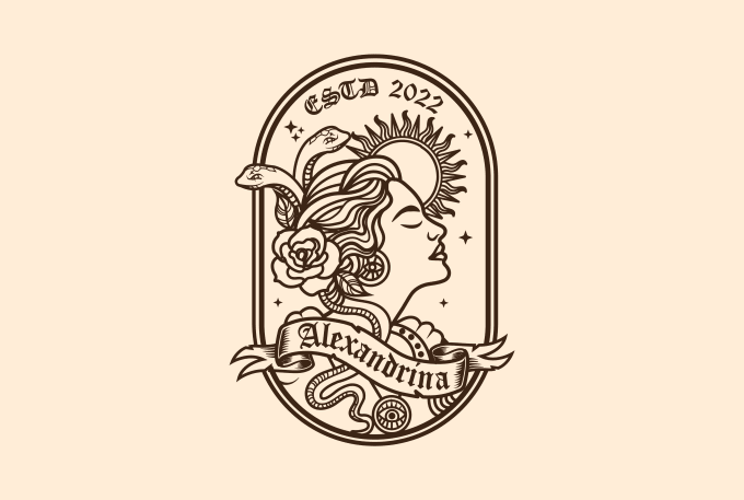 I will design line art boho feminine hand drawn logo design