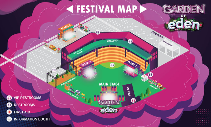 I will draw 3d event maps vector festival map illustrations