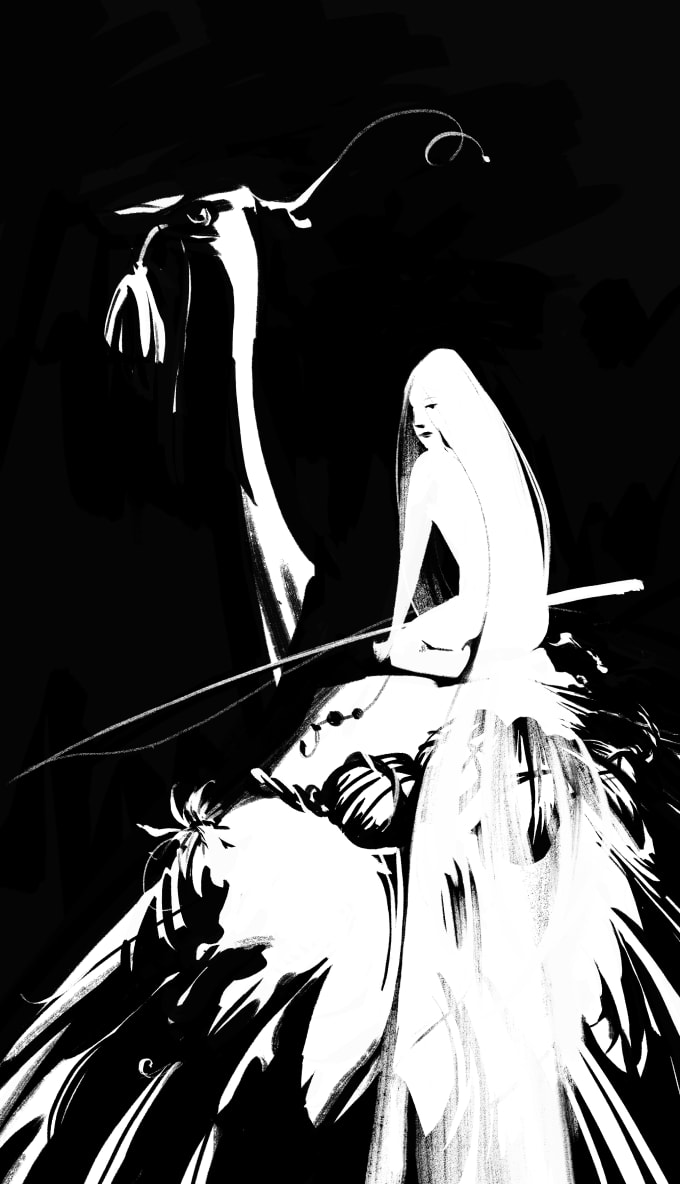 I will create black and white illustrations in this style