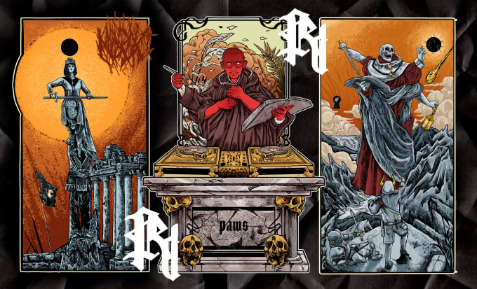 I will draw a detailed dark art illustration for tshirt, merch, album cover