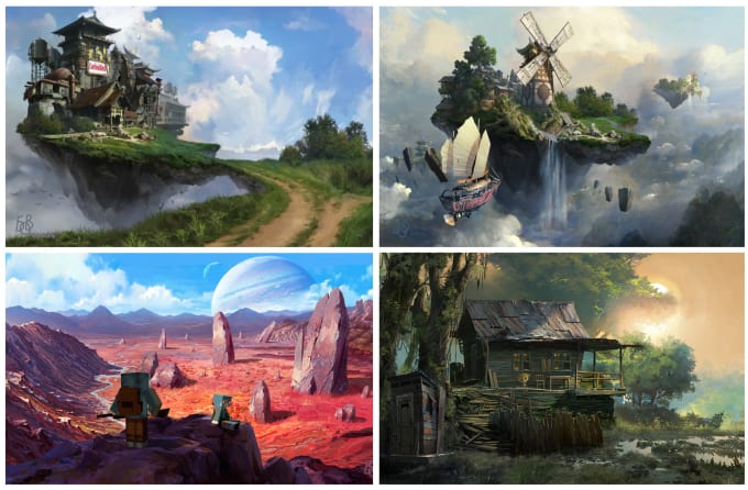 I will draw environment concept art, fantasy worlds