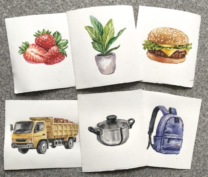 I will paint with watercolor for illustration and clipart