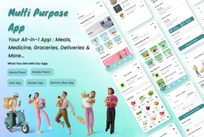 I will build multi purpose delivery app, food delivery, ecommerce, pharmacy delivery
