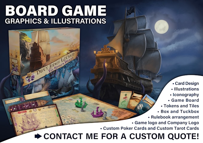 I will draw illustrations and graphic design for board game, cards, tarot