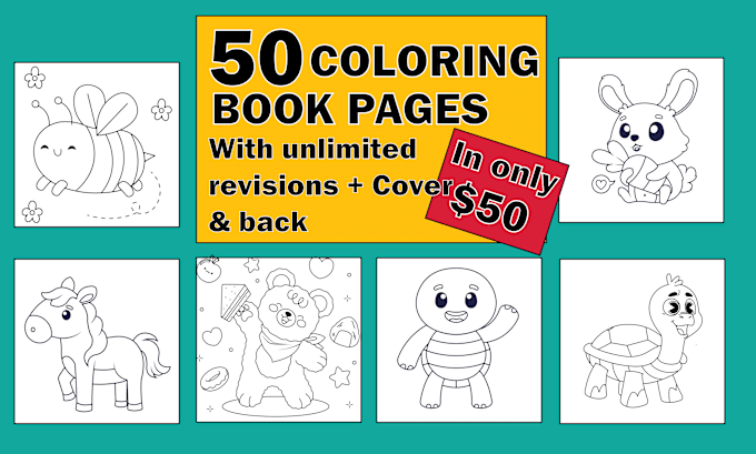 I will draw coloring book pages for children