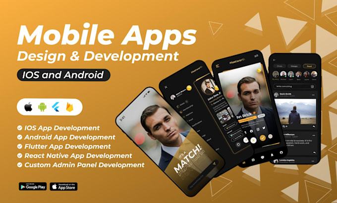 I will do mobile app development, flutter app, ios app and android app development