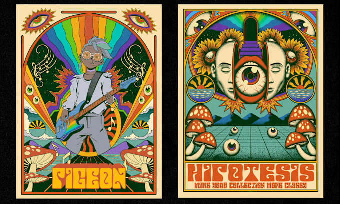 I will make amazing psychedelic trippy illustration for your merch