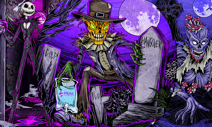 I will draw horror cartoons for mascot, sticker and tshirt design