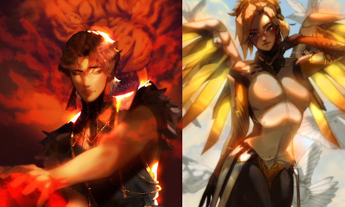 I will draw your character or vtuber in anime and manga style